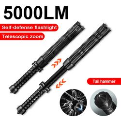 5000lm self-defense flashlight | rechargeable tactical lamp 18650 | waterproof outdoor defense tool for hunting & campin