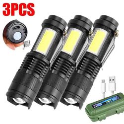 Portable Q5 LED Flashlight: Built-In Battery, 2000 Lumens, Waterproof - Ideal for Outdoor Use