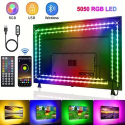 usb led strip 5v 5050 smart light for wall room, bluetooth, wifi, alexa - 15/20m rgb tape tv backlight led ribbon band l