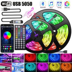 USB LED Strip Light Bluetooth RGB 5050 5V 1M-30M | Flexible Lamp Tape for TV, Desktop, BackLight | WIFI Control Diode Ri