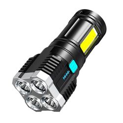 portable usb rechargeable led flashlight with cob side light for outdoor adventures