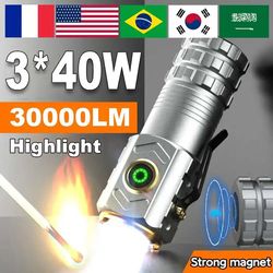Mini Flashlight 18650 Ultra Powerful LED Torch: 30000LM Super Strong Tactical Lantern