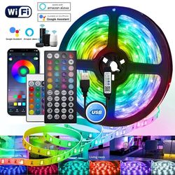 5M RGB 5V Tape LED Strip Lights: 20m WiFi Controller, Colorful Decor for Kids' Rooms