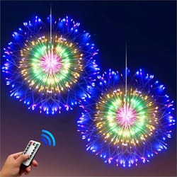 outdoor led copper wire firework lights: 8 modes fairy starburst with remote - perfect home, party, cafe, wedding decora