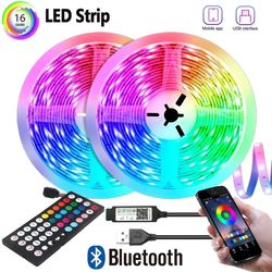 5050 USB LED Light Strips for Bedroom with Alexa, 5V Adhesive Tape, RGB WiFi String, 20m Band