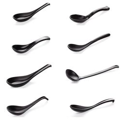 Black Matte Plastic Spoon Ladle: Imitation Ceramic Melamine Ramen Soup Bowl - Restaurant Tableware Supplies