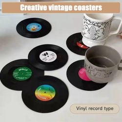 vintage vinyl coaster: heat-resistant coffee placemat for retro home decor