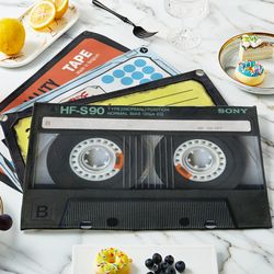 vintage cassette music tape placemats: non-slip, heat-resistant, washable plate mats for dining table decor