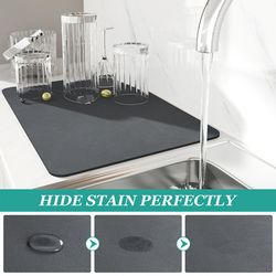 super absorbent rubber dish drying mat for kitchen tableware - drain pad drainer mats