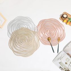pvc table mat: heat resistant, non-slip rose gold insulation coaster - home christmas decor