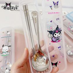 Kuromi & Cinnamoroll Tableware Set: Kawaii Cartoon Stainless Steel Spoon & Chopsticks - Girls' Gifts