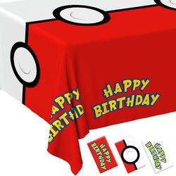 pokeball tablecloth: pikachu party supplies, free shipping - baby shower, birthday decor