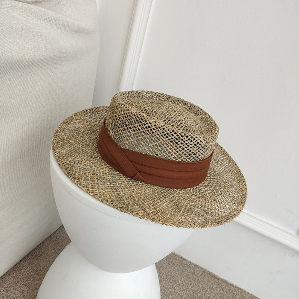 Women Summer Straw Beach Hat Fashionable UV Protection Panama Cap