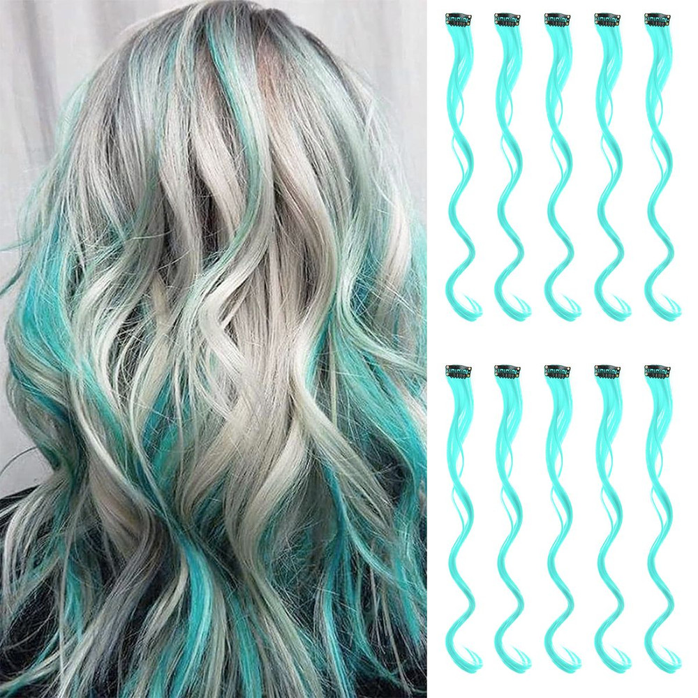 Colorful Curly Hair Extensions Synthetic Long Hairpiece for Girls Women Kids Perfect Party Wig