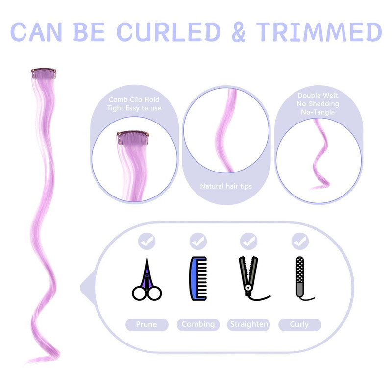 Colorful Curly Hair Extensions Synthetic Long Hairpiece for Girls Women Kids Perfect Party Wig