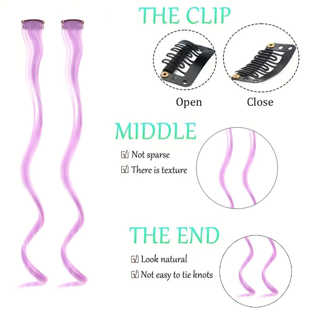 Colorful Curly Hair Extensions Synthetic Long Hairpiece for Girls Women Kids Perfect Party Wig