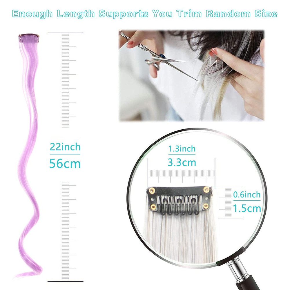 Colorful Curly Hair Extensions Synthetic Long Hairpiece for Girls Women Kids Perfect Party Wig