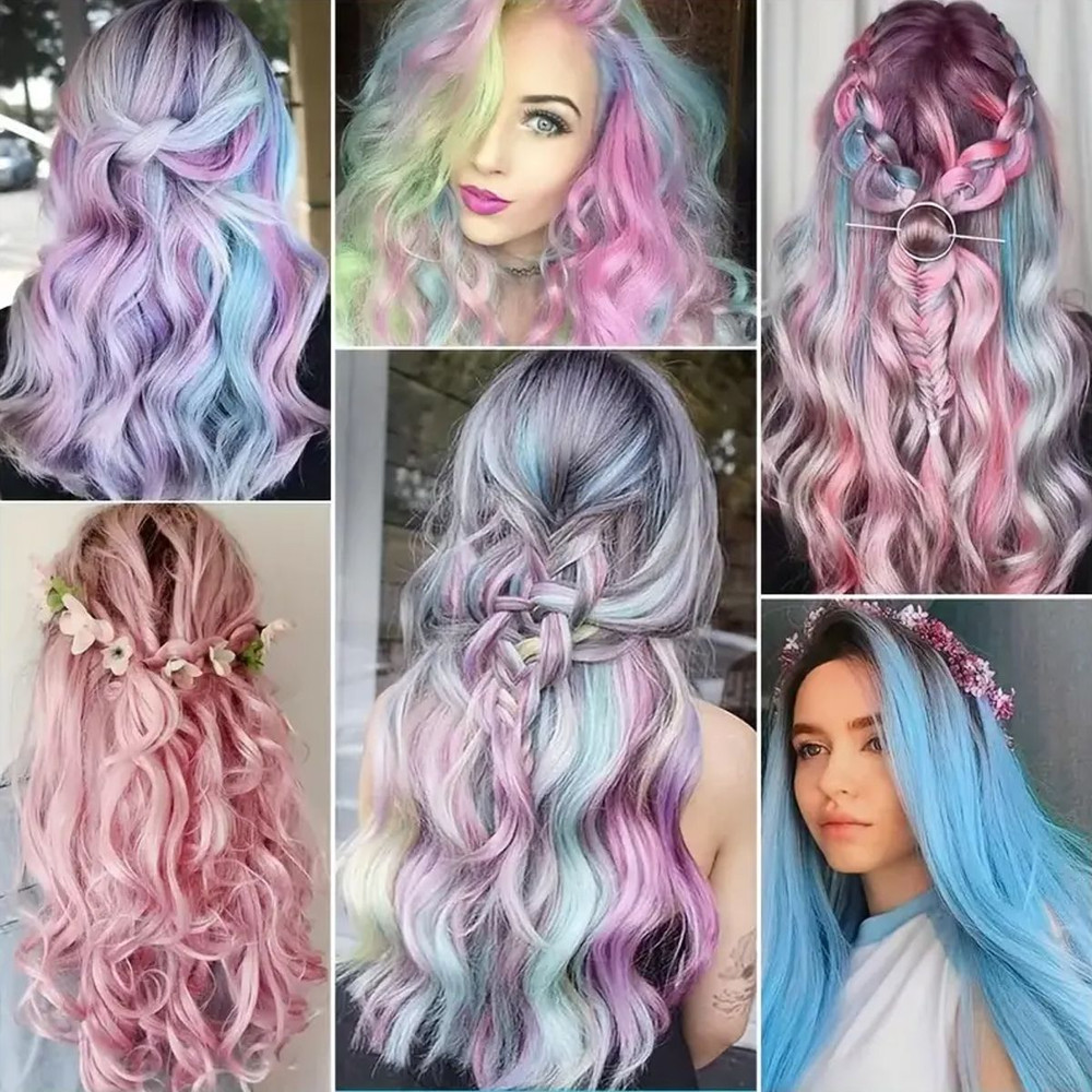 Colorful Curly Hair Extensions Synthetic Long Hairpiece for Girls Women Kids Perfect Party Wig