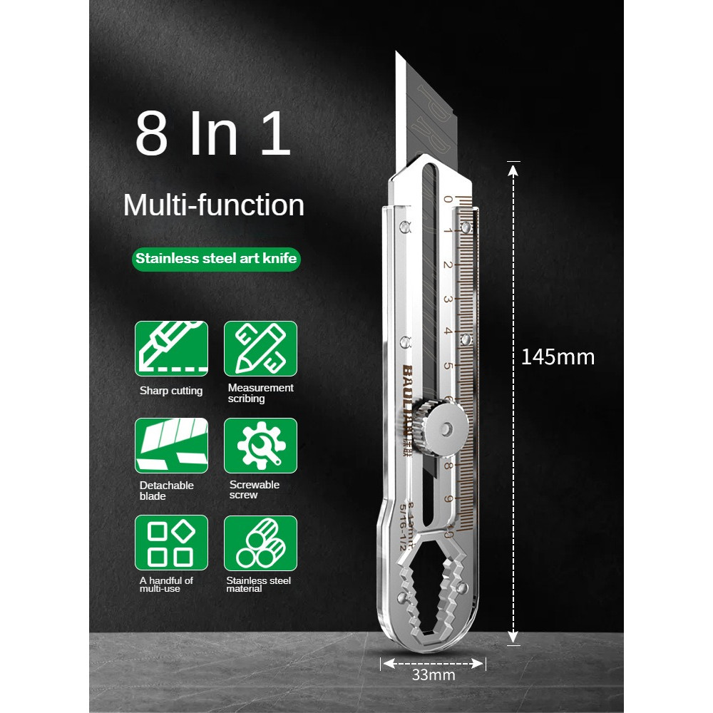 Stainless Steel Box Cutter Multi Tool Utility Knife For Woodworking Warehouse DIY Cutting Tool 6