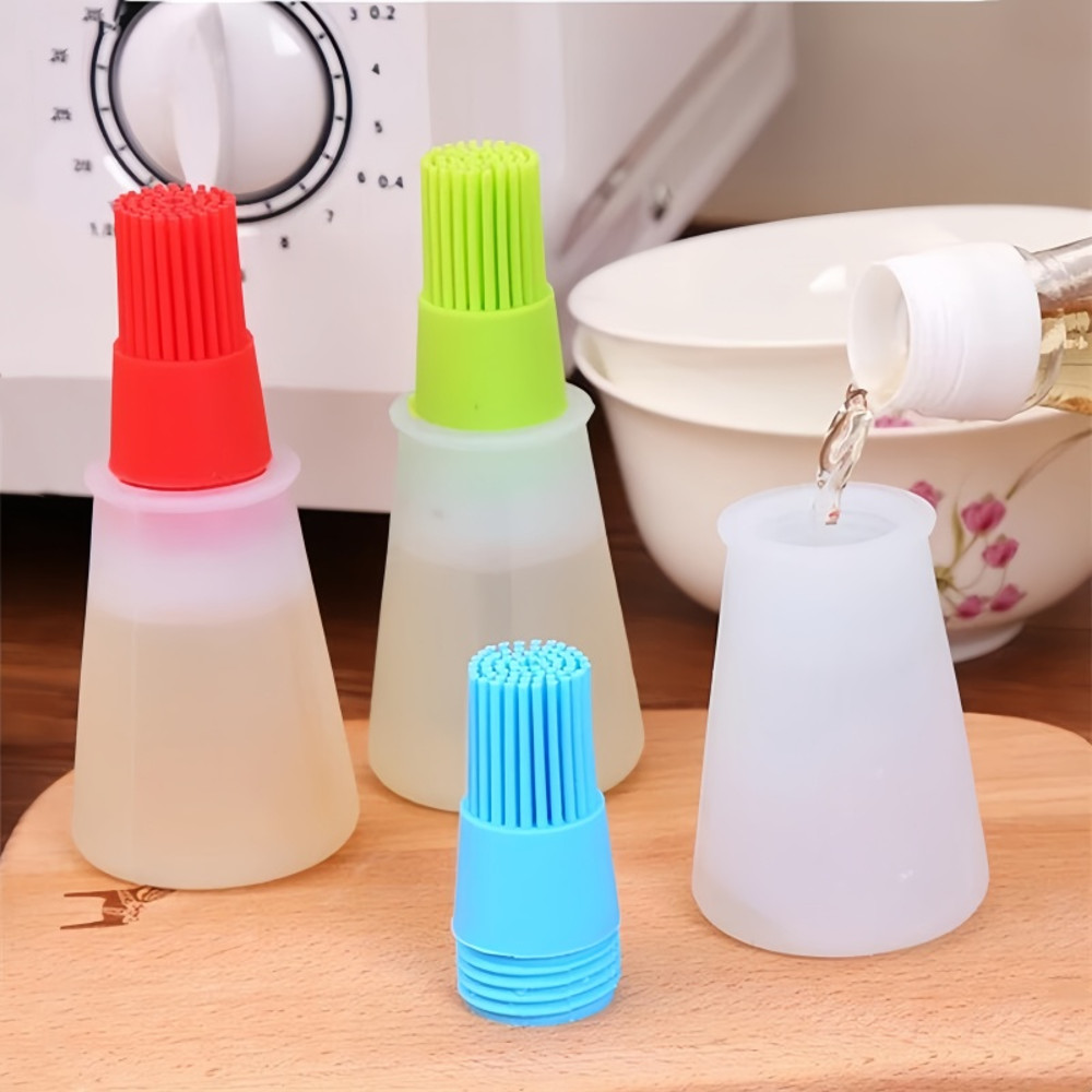 Silicone BBQ Brush With Oil Dispenser Essential Kitchen Baking Gadget For Outdoor Grilling 5