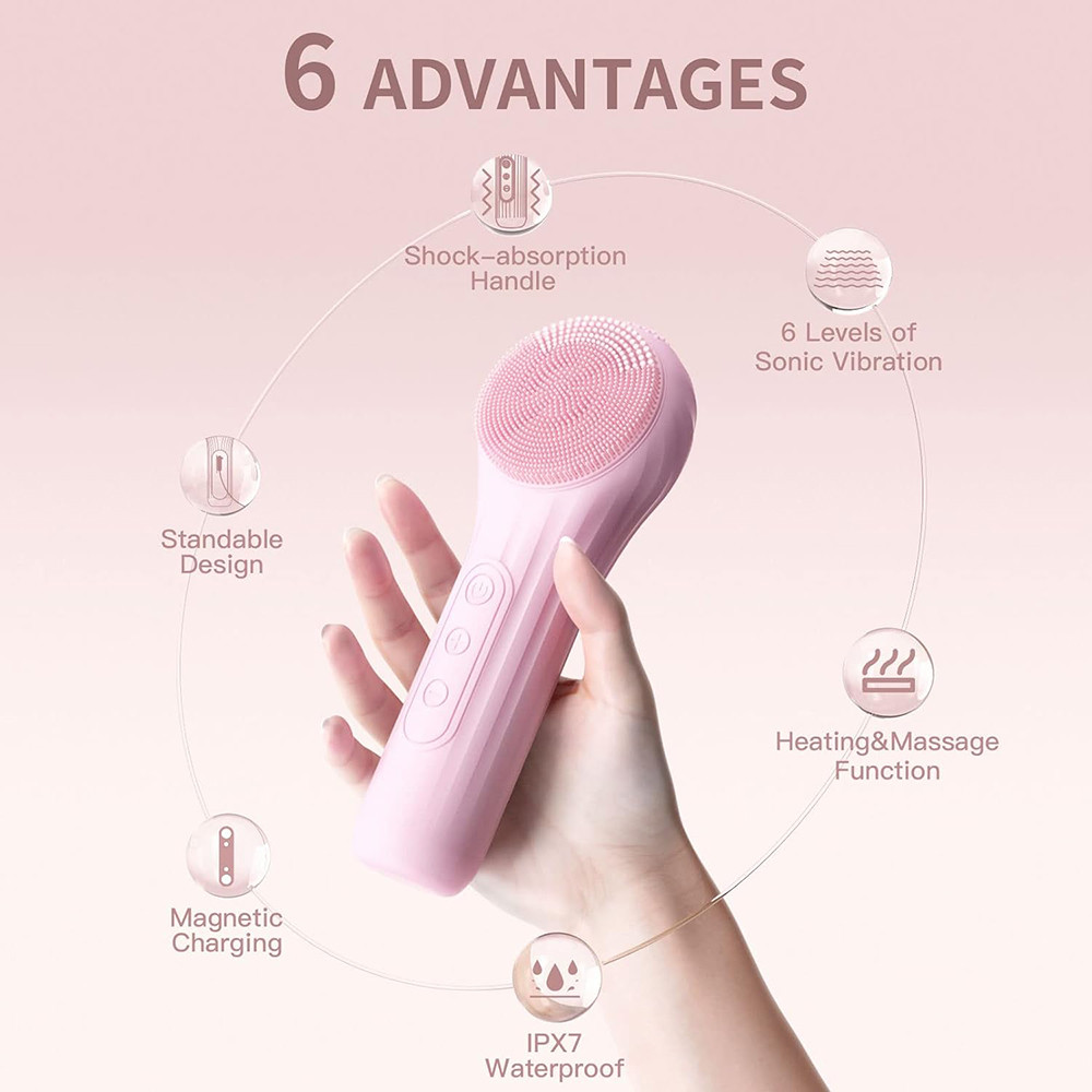 Rechargeable Sonic Face Cleaner Waterproof Vibrating Brush for Deep Pore Cleansing  Gentle Exfolia