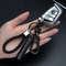 Trendy DIY Mobile Phone Number Plate Pendant Keychain, Men Punk Simple Woven Leather Rope Anti-Lost Car Keychain