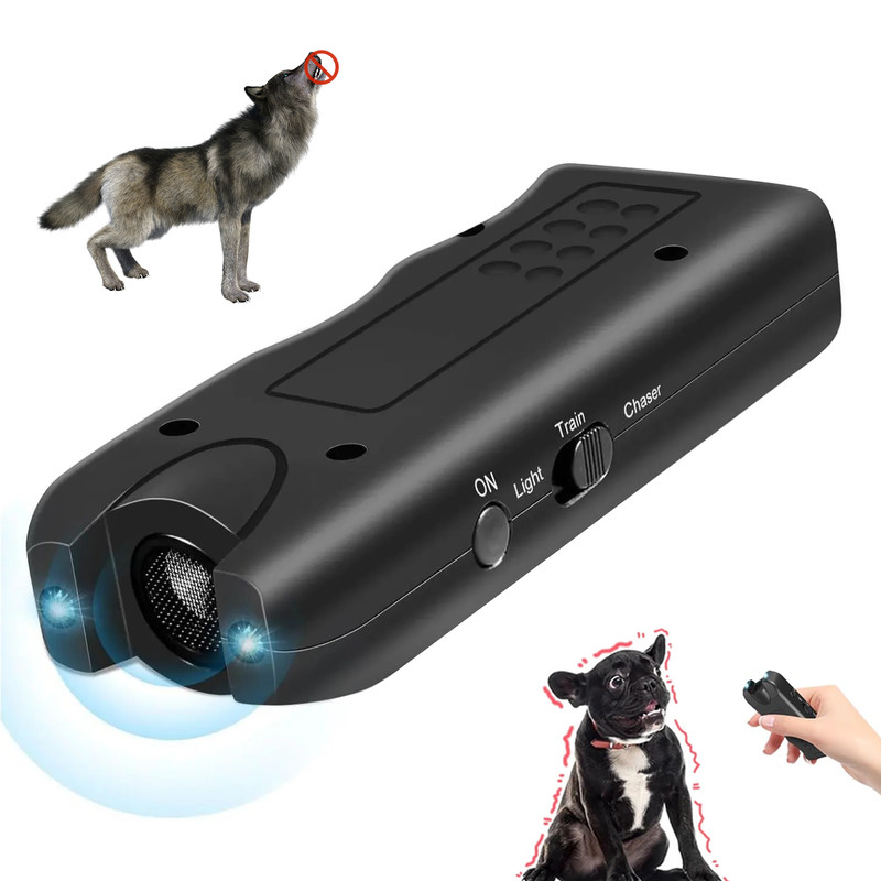Anti-Barking 3-in-1 Dog Training Device, Ultrasonic Dog Repeller & Deterrent for Pets, Handheld & Portable