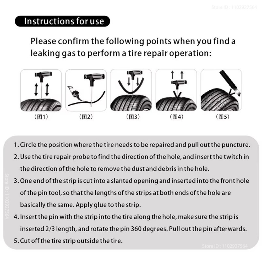 Car Tire Repair Kit Emergency Puncture Plug Tools for Quick Tyre Fix  Includes Tire Strips  Glue