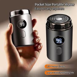 mini electric shaver for men & women, portable type c rechargeable wet dry shaver with led display