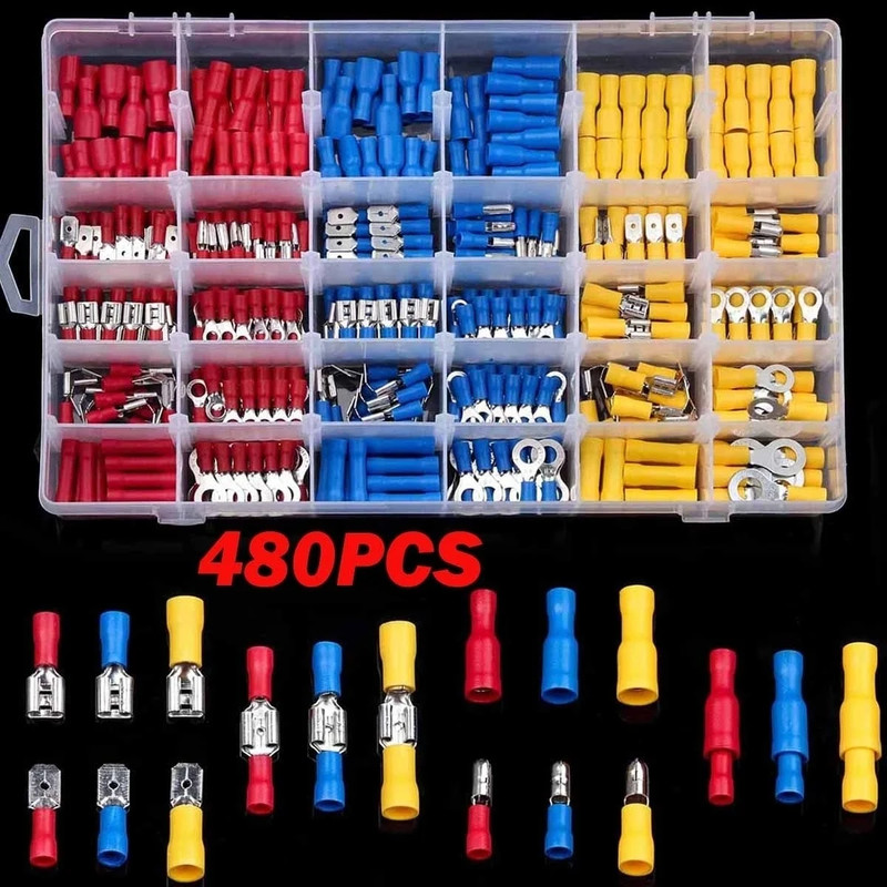 Wire Connector Kit Male Female Insulated Terminals Assorted Crimp Terminals  Spade Lugs 6