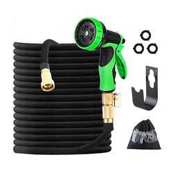 expandable garden hose, high pressure, metal connector, 8 pattern spray nozzle for car washing & irrigation