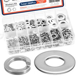 premium washer kit,stainless steel lock & flat washers (m3-m10),all purpose hardware set for metalworking & mechanical
