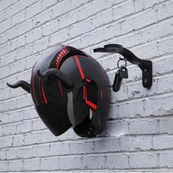 heavy duty motorcycle helmet hook, wall mount rack for helmets, jackets, bags, multi-purpose home & garage organizer
