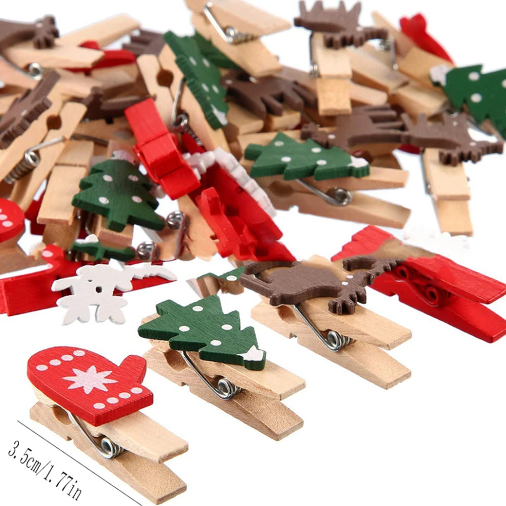 Snowflake Clothespins DIY Photo Pegs For New Year Party Mixed Styles Christmas Wood Clips 1