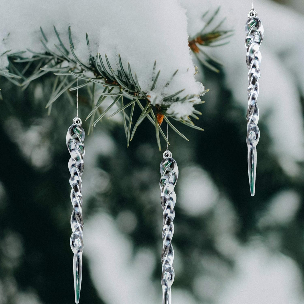 Crystal Christmas Ornaments, Transparent Twisted Icicle Hanging Tree Pendant, Elegant Winter Holiday Party Decoration