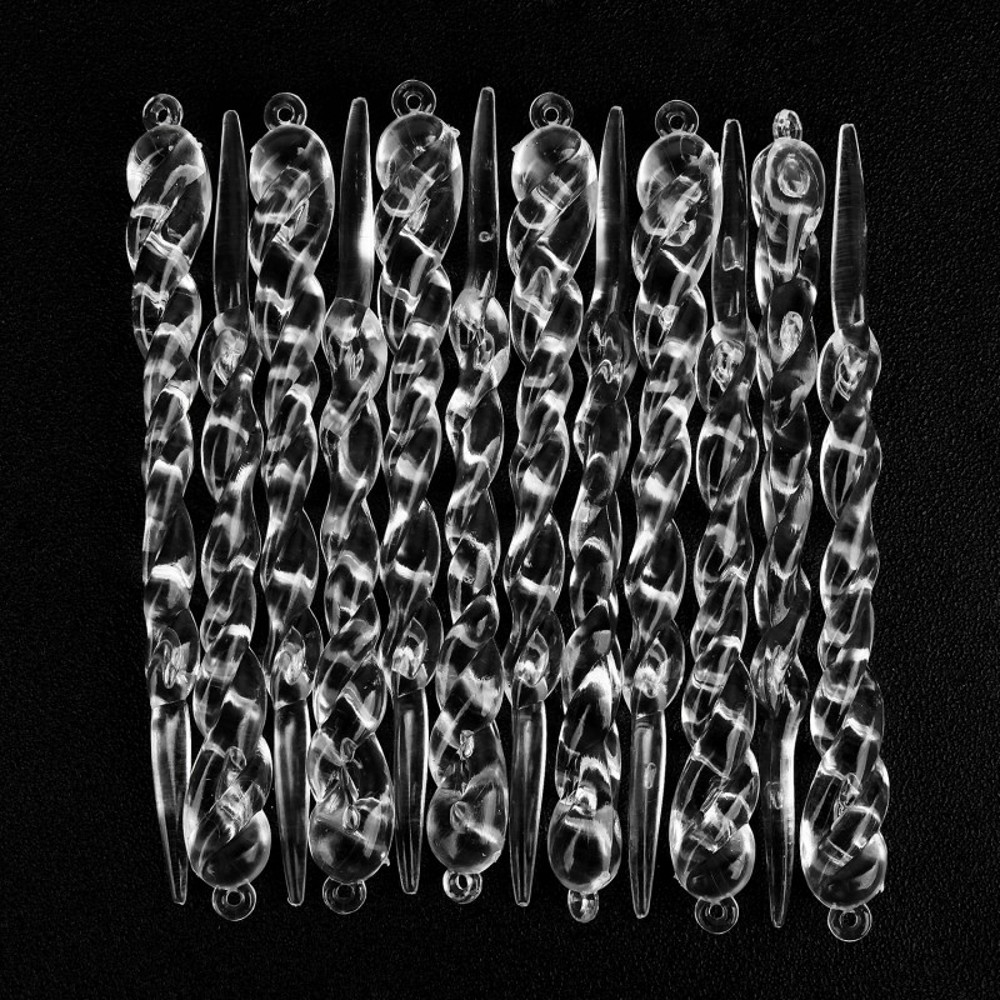 Crystal Christmas Ornaments, Transparent Twisted Icicle Hanging Tree Pendant, Elegant Winter Holiday Party Decoration