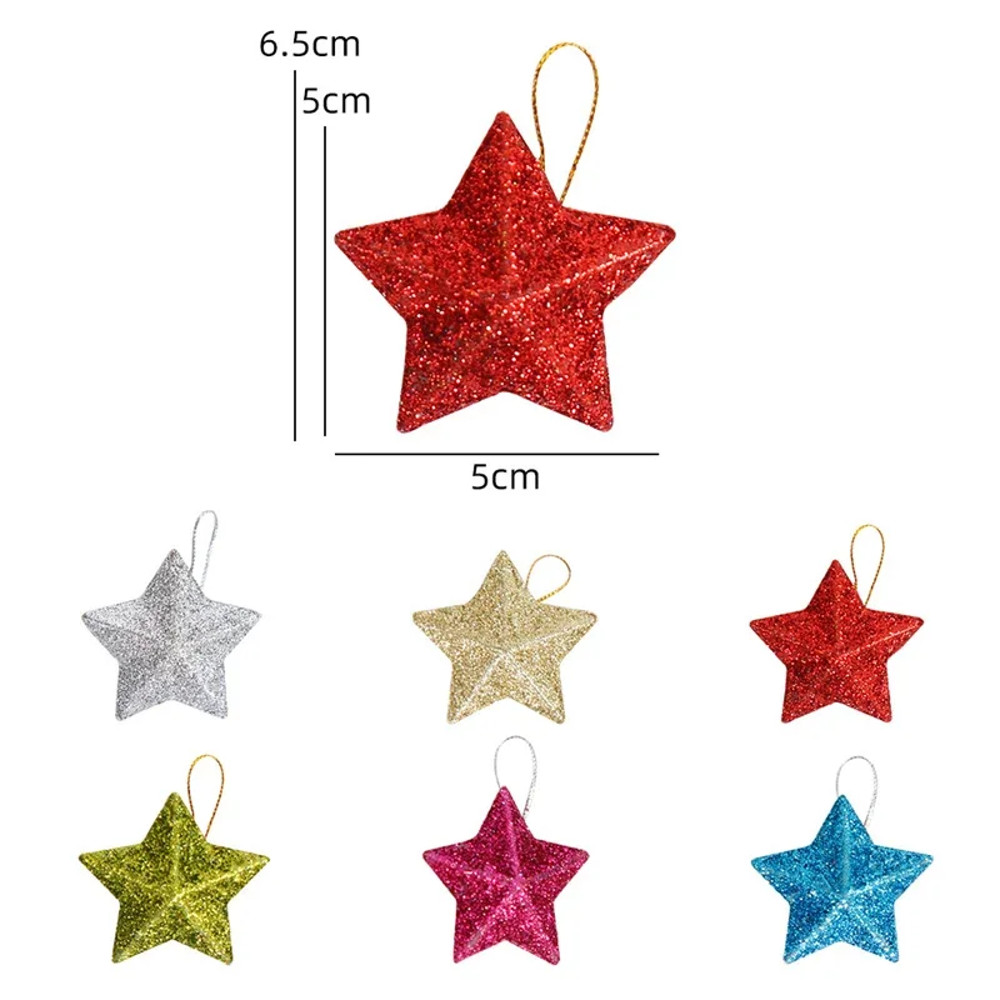Gold Glitter Star Ornaments, Christmas Tree Hanging Pendant For Home, Navidad New Year Party Gift, Christmas Decoration