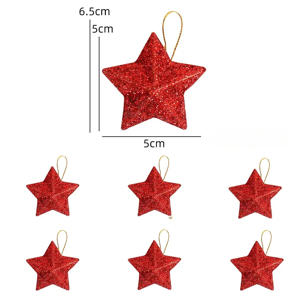 Gold Glitter Star Ornaments, Christmas Tree Hanging Pendant For Home, Navidad New Year Party Gift, Christmas Decoration
