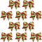 Small Burlap Bow for Party Supplies, Glitter Red Green Stripe Bows, Christmas Bows for Wreath Decorative Holiday Accents