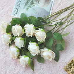 artificial flowers silk roses, long branch bridal bouquet for weddings, home vase table decoration, gift box, valentine