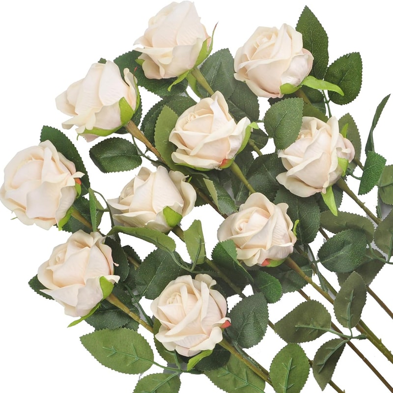 Artificial Flowers Silk Roses, Long Branch Bridal Bouquet for Weddings, Home Vase Table Decoration, Gift Box, Valentine