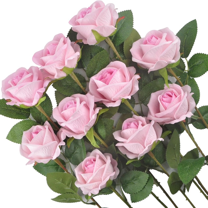 Artificial Flowers Silk Roses, Long Branch Bridal Bouquet for Weddings, Home Vase Table Decoration, Gift Box, Valentine