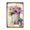 Flowers Metal Tin Sign, Retro Plates Rose Peony Lavender Art Plaque, Vintage Poster, Garden Room Wall Decor Gift