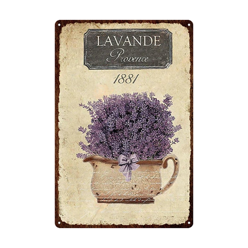 Flowers Metal Tin Sign, Retro Plates Rose Peony Lavender Art Plaque, Vintage Poster, Garden Room Wall Decor Gift