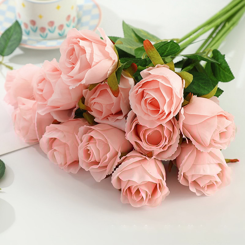 Velvet Silk Roses, Artificial Flowers Long Stem Branch for Wedding, Home Decoration, Mothers Day, Valentines Day Gifts