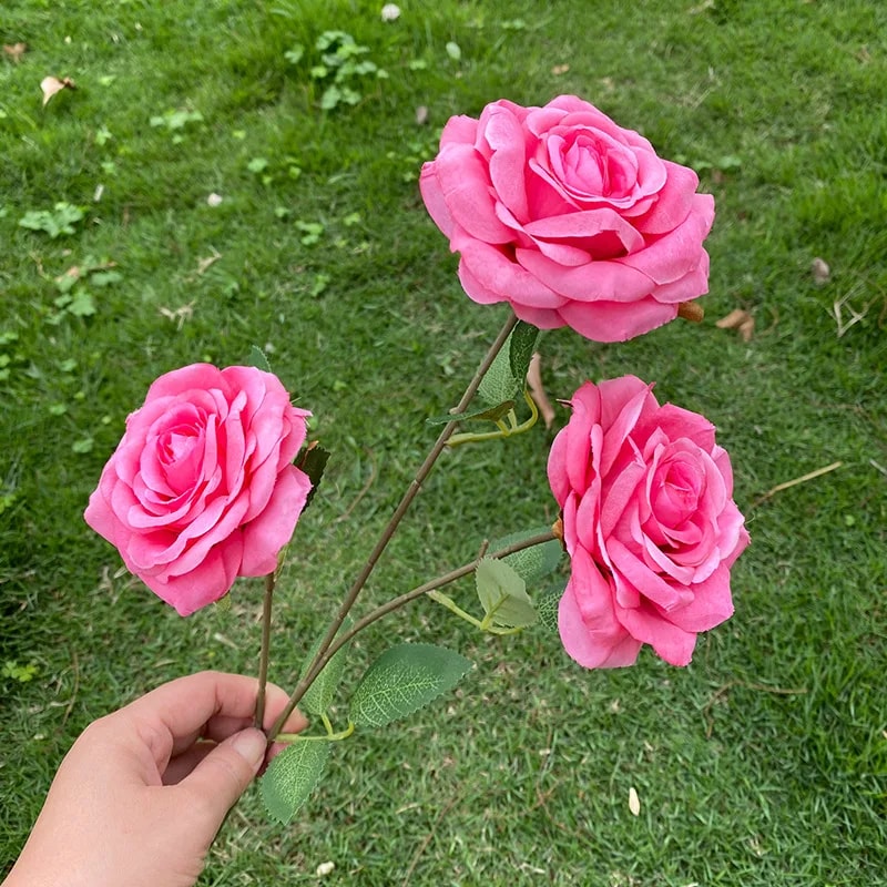 Pink Series Wedding Floral Arrangement Artificial Rose Hydrangea Plant Leaves Room Home Table Vase 13