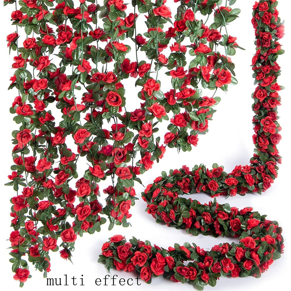 Rose Artificial Flowers Vine Fake Flowers For Home Decor Wedding Garden Outdoor Rattan Ornament 11