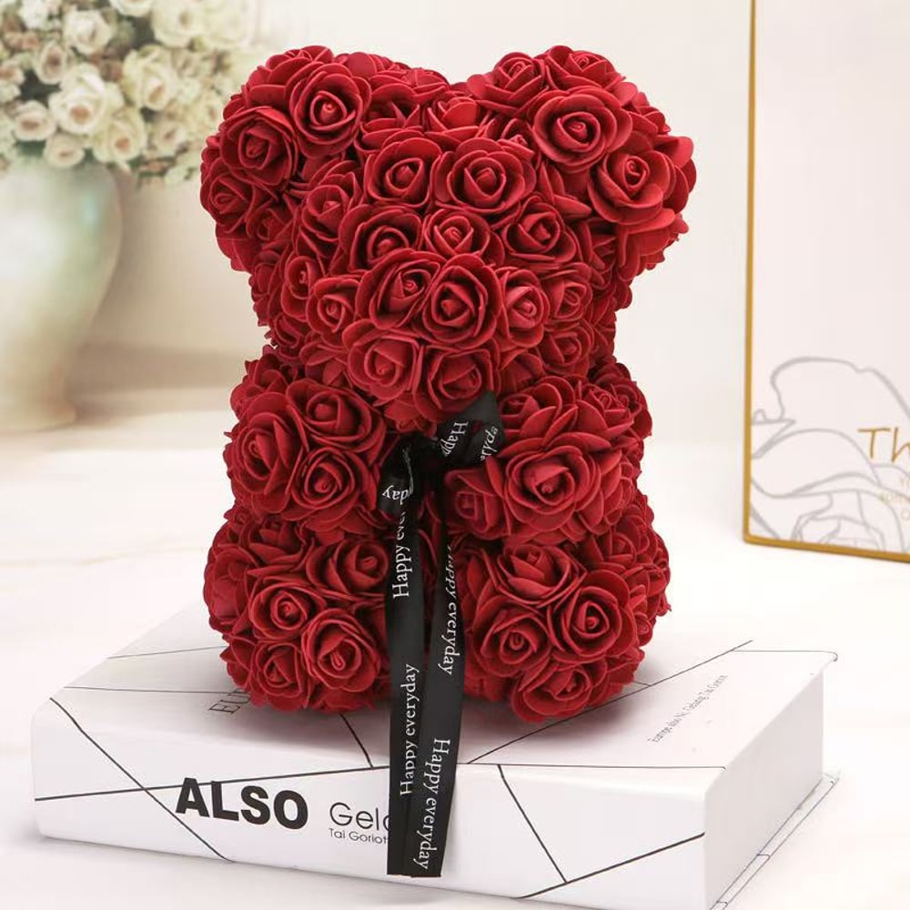 Artificial Teddy Rose Flower Bear With Box Romantic Valentines Day Gift For Girlfriend Women Annive 3