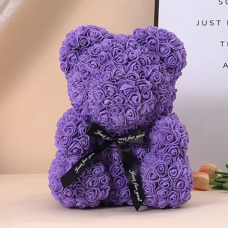 Artificial Teddy Rose Flower Bear With Box Romantic Valentines Day Gift For Girlfriend Women Annive 8