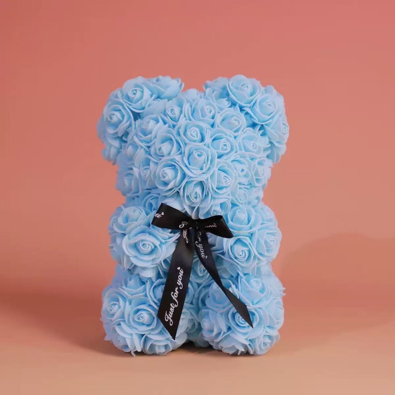 Artificial Teddy Rose Flower Bear With Box Romantic Valentines Day Gift For Girlfriend Women Annive 9